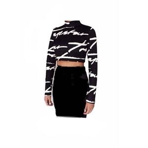 Trapstar London Jay Z Hip Hop Clothing Line High Neck Long Sleeve Crop Top Large